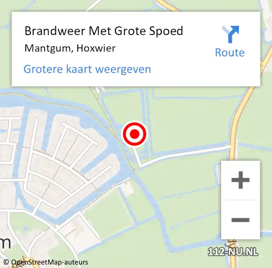 Locatie op kaart van de 112 melding: Brandweer Met Grote Spoed Naar Mantgum, Hoxwier op 19 juni 2023 20:50