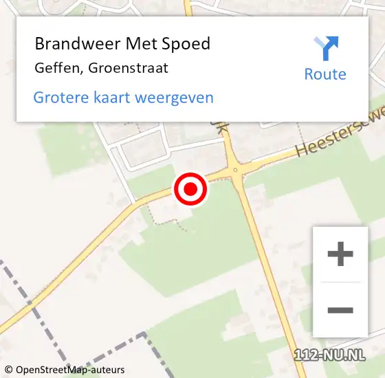 Locatie op kaart van de 112 melding: Brandweer Met Spoed Naar Geffen, Groenstraat op 19 juni 2023 20:54