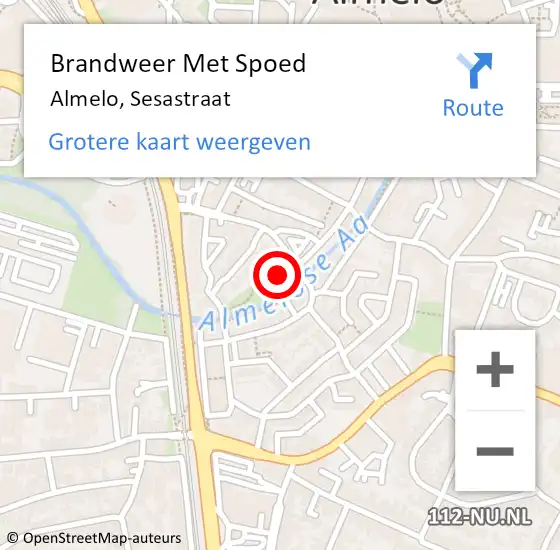 Locatie op kaart van de 112 melding: Brandweer Met Spoed Naar Almelo, Sesastraat op 19 juni 2023 20:55