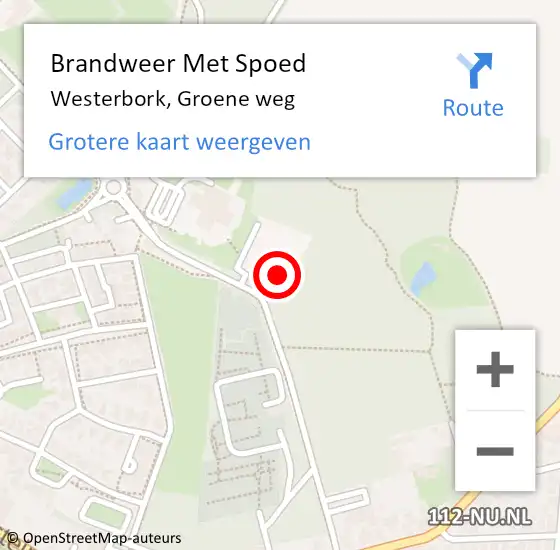 Locatie op kaart van de 112 melding: Brandweer Met Spoed Naar Westerbork, Groene weg op 19 juni 2023 20:56