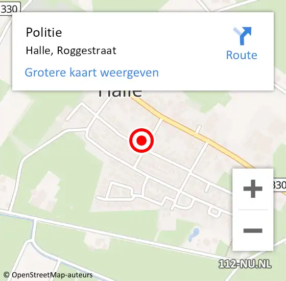 Locatie op kaart van de 112 melding: Politie Halle, Roggestraat op 19 juni 2023 21:08