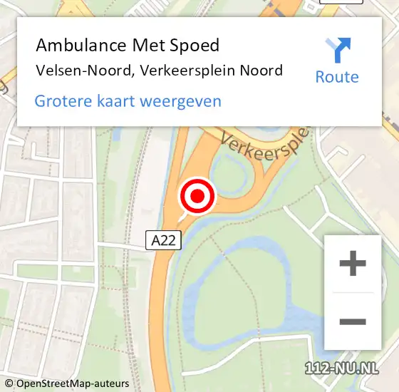 Locatie op kaart van de 112 melding: Ambulance Met Spoed Naar Velsen-Noord, Verkeersplein Noord op 19 juni 2023 21:10