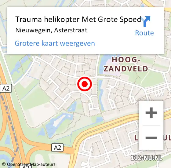 Locatie op kaart van de 112 melding: Trauma helikopter Met Grote Spoed Naar Nieuwegein, Asterstraat op 19 juni 2023 21:31