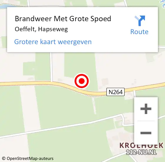 Locatie op kaart van de 112 melding: Brandweer Met Grote Spoed Naar Oeffelt, Hapseweg op 19 juni 2023 21:55