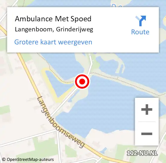 Locatie op kaart van de 112 melding: Ambulance Met Spoed Naar Langenboom, Grinderijweg op 29 augustus 2014 15:46