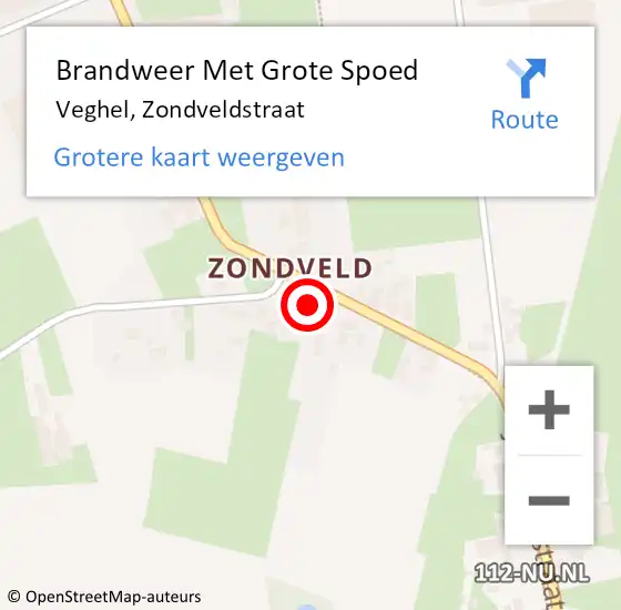 Locatie op kaart van de 112 melding: Brandweer Met Grote Spoed Naar Veghel, Zondveldstraat op 19 juni 2023 22:14