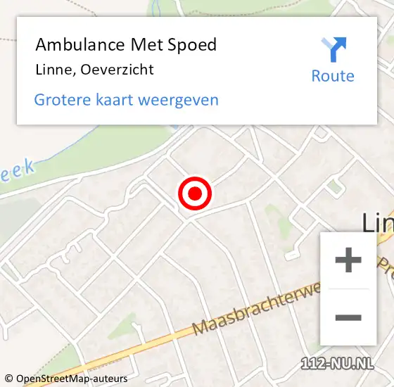 Locatie op kaart van de 112 melding: Ambulance Met Spoed Naar Linne, Oeverzicht op 19 juni 2023 22:26