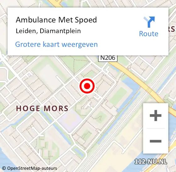 Locatie op kaart van de 112 melding: Ambulance Met Spoed Naar Leiden, Diamantplein op 19 juni 2023 22:28