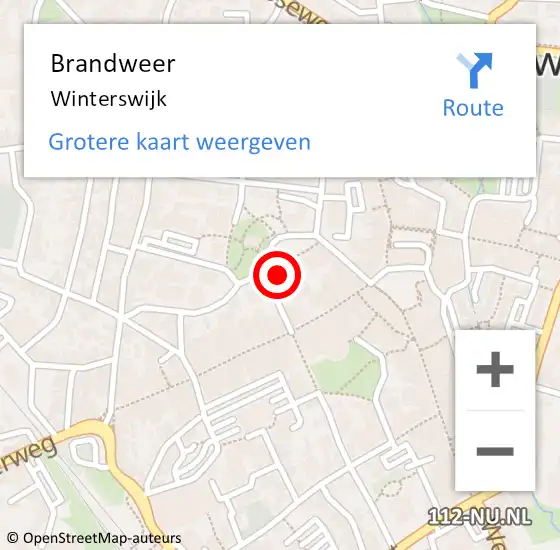 Locatie op kaart van de 112 melding: Brandweer Winterswijk op 19 juni 2023 22:31