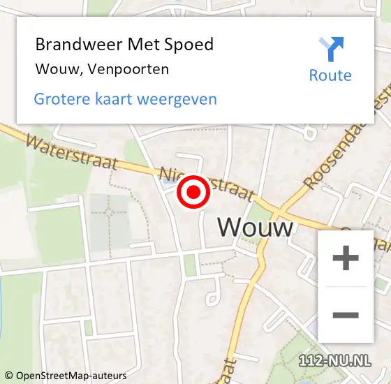 Locatie op kaart van de 112 melding: Brandweer Met Spoed Naar Wouw, Venpoorten op 19 juni 2023 22:34