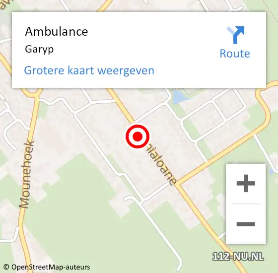 Locatie op kaart van de 112 melding: Ambulance Garyp op 19 juni 2023 22:48