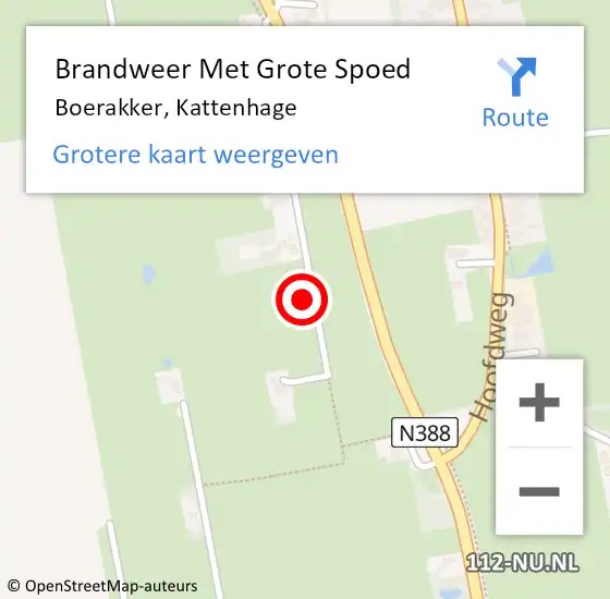 Locatie op kaart van de 112 melding: Brandweer Met Grote Spoed Naar Boerakker, Kattenhage op 19 juni 2023 23:05