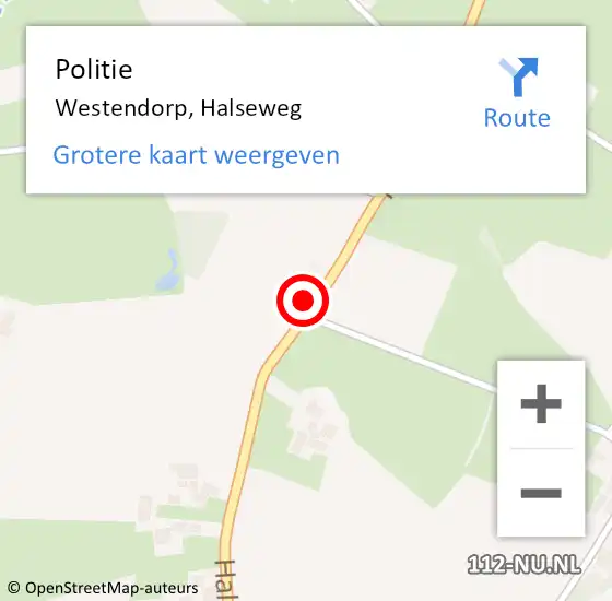 Locatie op kaart van de 112 melding: Politie Westendorp, Halseweg op 19 juni 2023 23:25