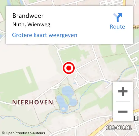 Locatie op kaart van de 112 melding: Brandweer Nuth, Wienweg op 19 juni 2023 23:53