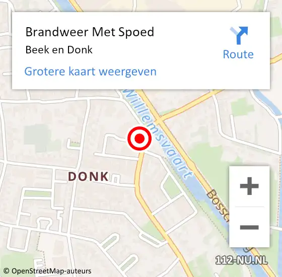 Locatie op kaart van de 112 melding: Brandweer Met Spoed Naar Beek en Donk op 19 juni 2023 23:54