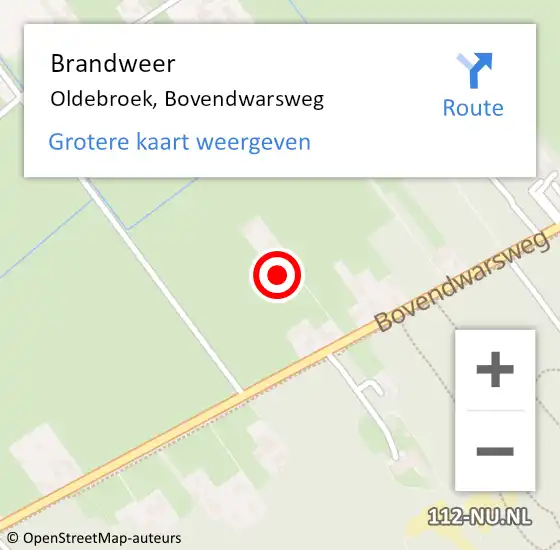 Locatie op kaart van de 112 melding: Brandweer Oldebroek, Bovendwarsweg op 20 juni 2023 00:20