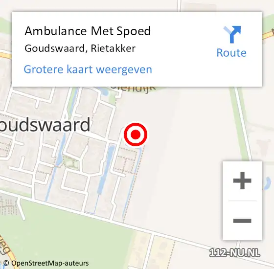 Locatie op kaart van de 112 melding: Ambulance Met Spoed Naar Goudswaard, Rietakker op 20 juni 2023 00:33