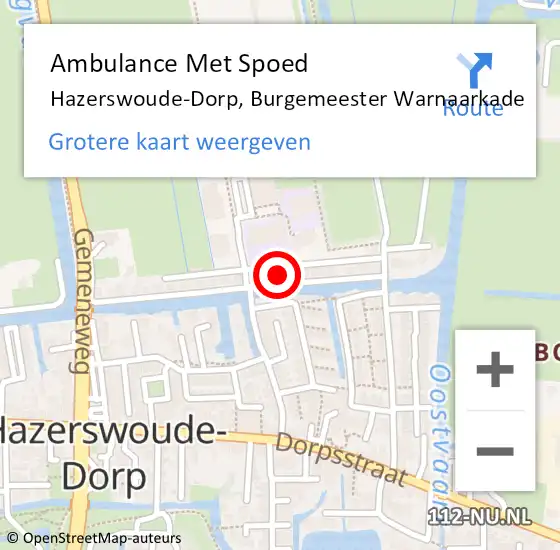 Locatie op kaart van de 112 melding: Ambulance Met Spoed Naar Hazerswoude-Dorp, Burgemeester Warnaarkade op 20 juni 2023 01:29