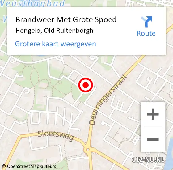 Locatie op kaart van de 112 melding: Brandweer Met Grote Spoed Naar Hengelo, Old Ruitenborgh op 20 juni 2023 01:45