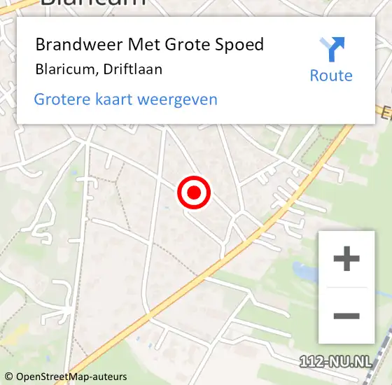 Locatie op kaart van de 112 melding: Brandweer Met Grote Spoed Naar Blaricum, Driftlaan op 20 juni 2023 02:25