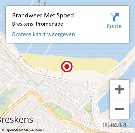 Locatie op kaart van de 112 melding: Brandweer Met Spoed Naar Breskens, Promenade op 20 juni 2023 02:37