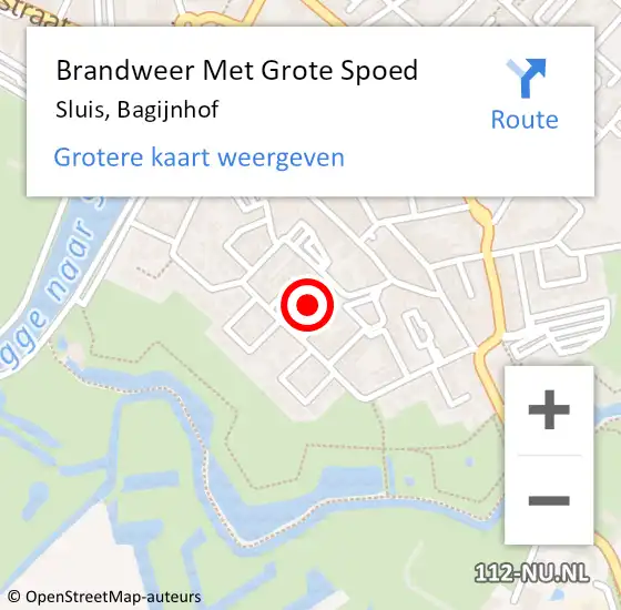 Locatie op kaart van de 112 melding: Brandweer Met Grote Spoed Naar Sluis, Bagijnhof op 20 juni 2023 03:18