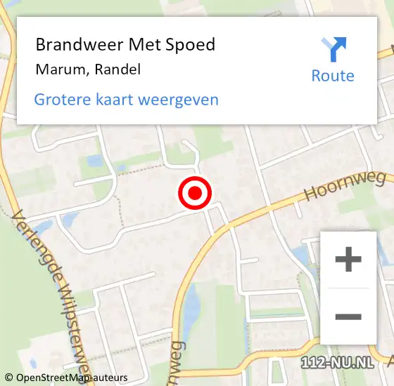 Locatie op kaart van de 112 melding: Brandweer Met Spoed Naar Marum, Randel op 20 juni 2023 07:47