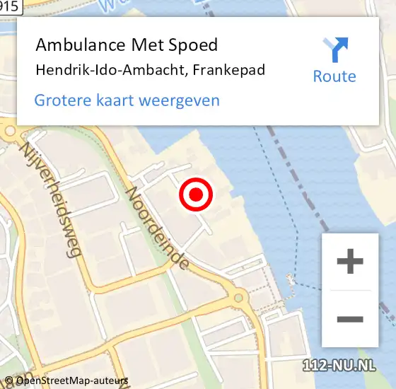 Locatie op kaart van de 112 melding: Ambulance Met Spoed Naar Hendrik-Ido-Ambacht, Frankepad op 20 juni 2023 07:56