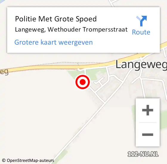 Locatie op kaart van de 112 melding: Politie Met Grote Spoed Naar Langeweg, Wethouder Trompersstraat op 20 juni 2023 08:11