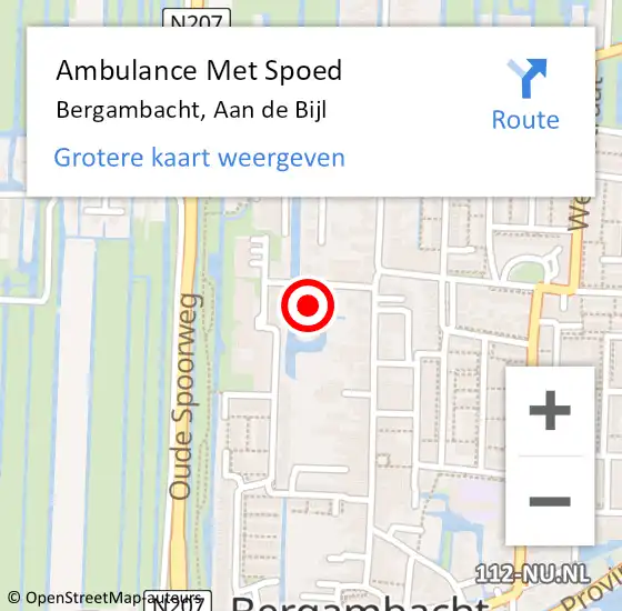 Locatie op kaart van de 112 melding: Ambulance Met Spoed Naar Bergambacht, Aan de Bijl op 20 juni 2023 08:26