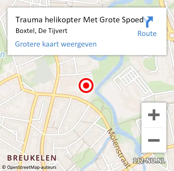 Locatie op kaart van de 112 melding: Trauma helikopter Met Grote Spoed Naar Boxtel, De Tijvert op 20 juni 2023 09:00