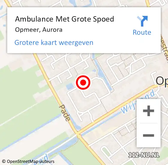 Locatie op kaart van de 112 melding: Ambulance Met Grote Spoed Naar Opmeer, Aurora op 20 juni 2023 09:23