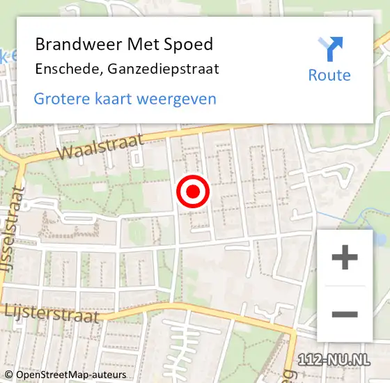 Locatie op kaart van de 112 melding: Brandweer Met Spoed Naar Enschede, Ganzediepstraat op 20 juni 2023 09:35