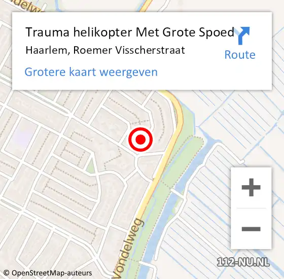 Locatie op kaart van de 112 melding: Trauma helikopter Met Grote Spoed Naar Haarlem, Roemer Visscherstraat op 20 juni 2023 09:47