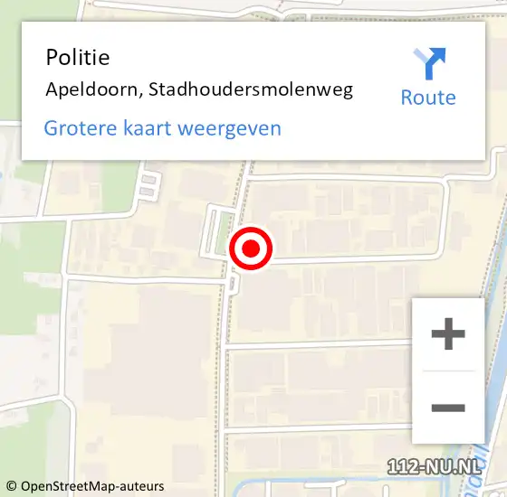 Locatie op kaart van de 112 melding: Politie Apeldoorn, Stadhoudersmolenweg op 20 juni 2023 10:07