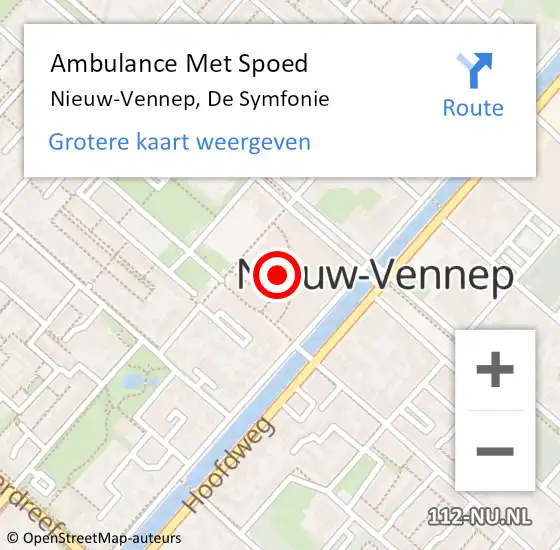 Locatie op kaart van de 112 melding: Ambulance Met Spoed Naar Nieuw-Vennep, De Symfonie op 20 juni 2023 10:37