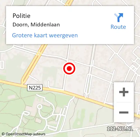 Locatie op kaart van de 112 melding: Politie Doorn, Middenlaan op 20 juni 2023 10:39