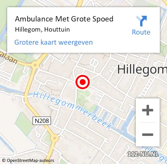 Locatie op kaart van de 112 melding: Ambulance Met Grote Spoed Naar Hillegom, Houttuin op 20 juni 2023 10:44