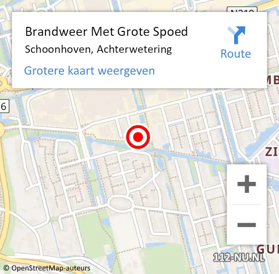 Locatie op kaart van de 112 melding: Brandweer Met Grote Spoed Naar Schoonhoven, Achterwetering op 20 juni 2023 11:15