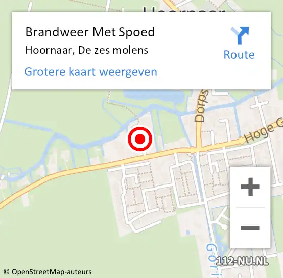 Locatie op kaart van de 112 melding: Brandweer Met Spoed Naar Hoornaar, De zes molens op 20 juni 2023 11:18