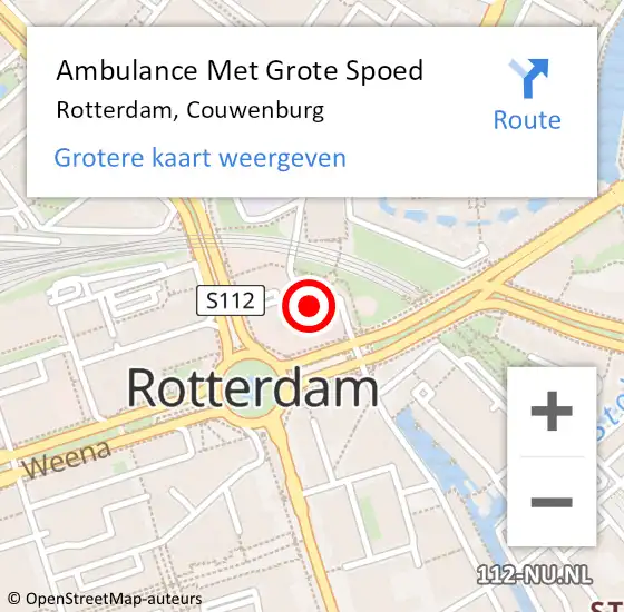 Locatie op kaart van de 112 melding: Ambulance Met Grote Spoed Naar Rotterdam, Couwenburg op 20 juni 2023 11:34