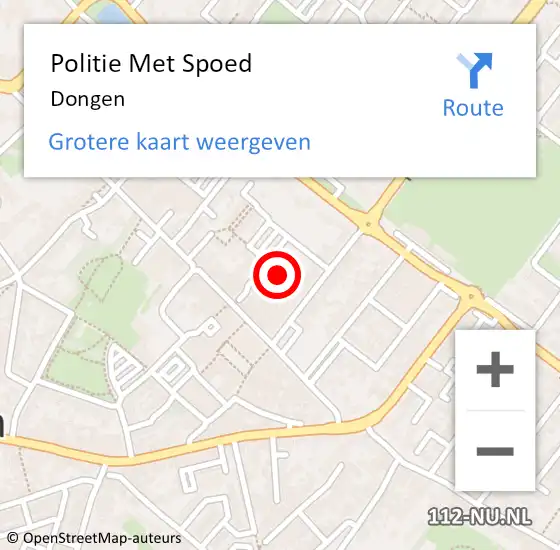 Locatie op kaart van de 112 melding: Politie Met Spoed Naar Dongen op 20 juni 2023 11:50