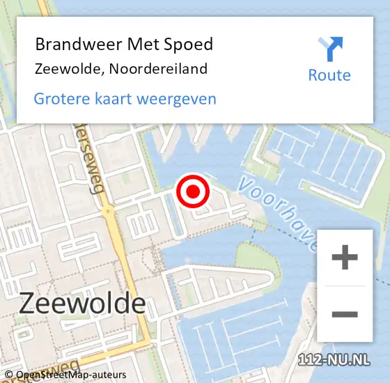 Locatie op kaart van de 112 melding: Brandweer Met Spoed Naar Zeewolde, Noordereiland op 20 juni 2023 12:25