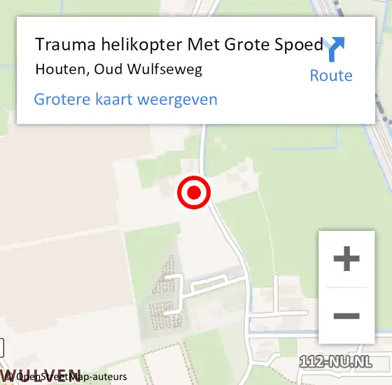 Locatie op kaart van de 112 melding: Trauma helikopter Met Grote Spoed Naar Houten, Oud Wulfseweg op 20 juni 2023 13:00