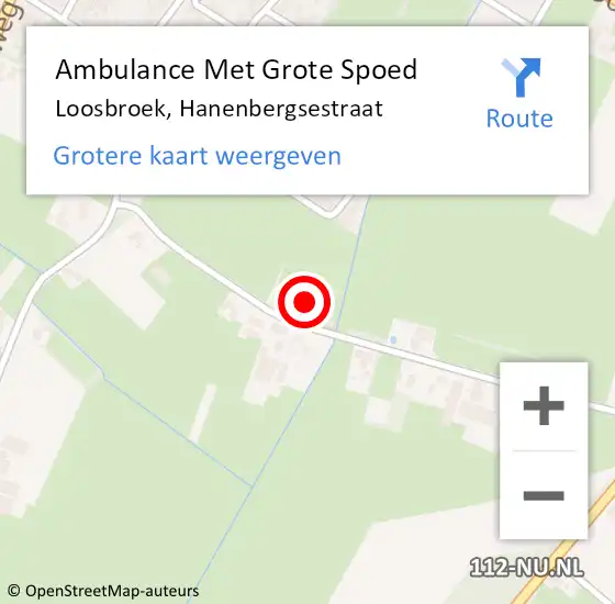 Locatie op kaart van de 112 melding: Ambulance Met Grote Spoed Naar Loosbroek, Hanenbergsestraat op 13 oktober 2013 04:42