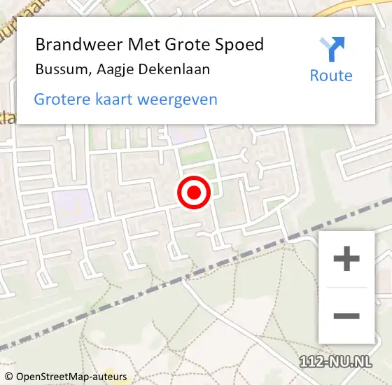 Locatie op kaart van de 112 melding: Brandweer Met Grote Spoed Naar Bussum, Aagje Dekenlaan op 20 juni 2023 13:15