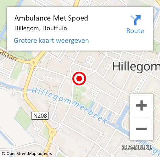 Locatie op kaart van de 112 melding: Ambulance Met Spoed Naar Hillegom, Houttuin op 20 juni 2023 13:18