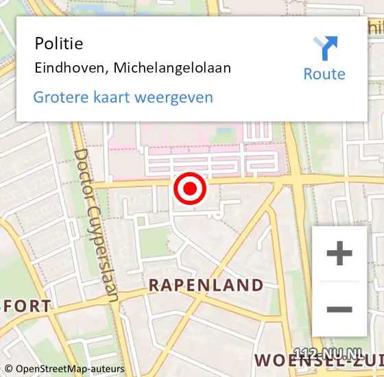 Locatie op kaart van de 112 melding: Politie Eindhoven, Michelangelolaan op 20 juni 2023 13:19