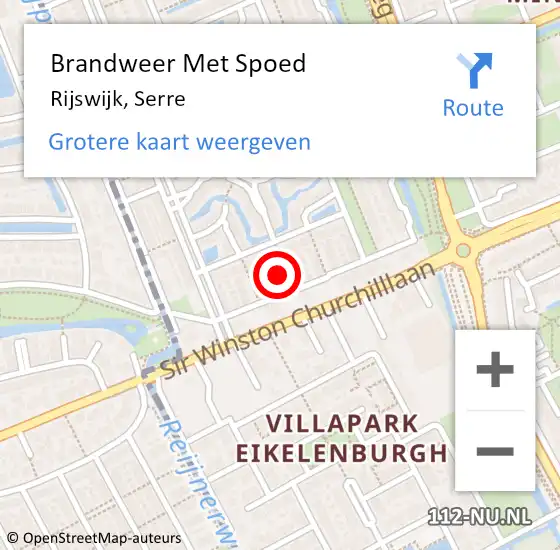 Locatie op kaart van de 112 melding: Brandweer Met Spoed Naar Rijswijk, Serre op 20 juni 2023 13:22