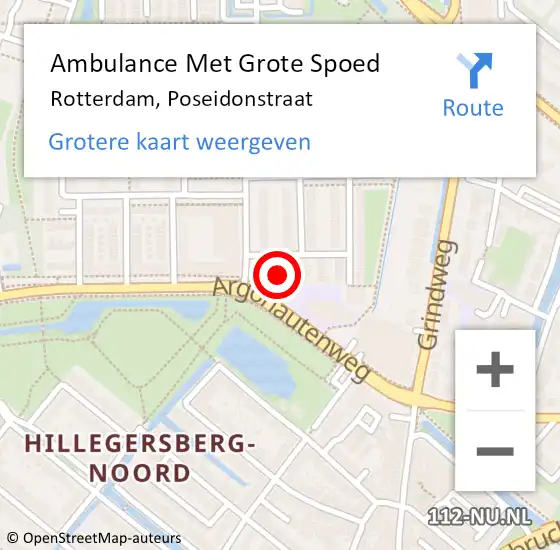 Locatie op kaart van de 112 melding: Ambulance Met Grote Spoed Naar Rotterdam, Poseidonstraat op 20 juni 2023 14:01
